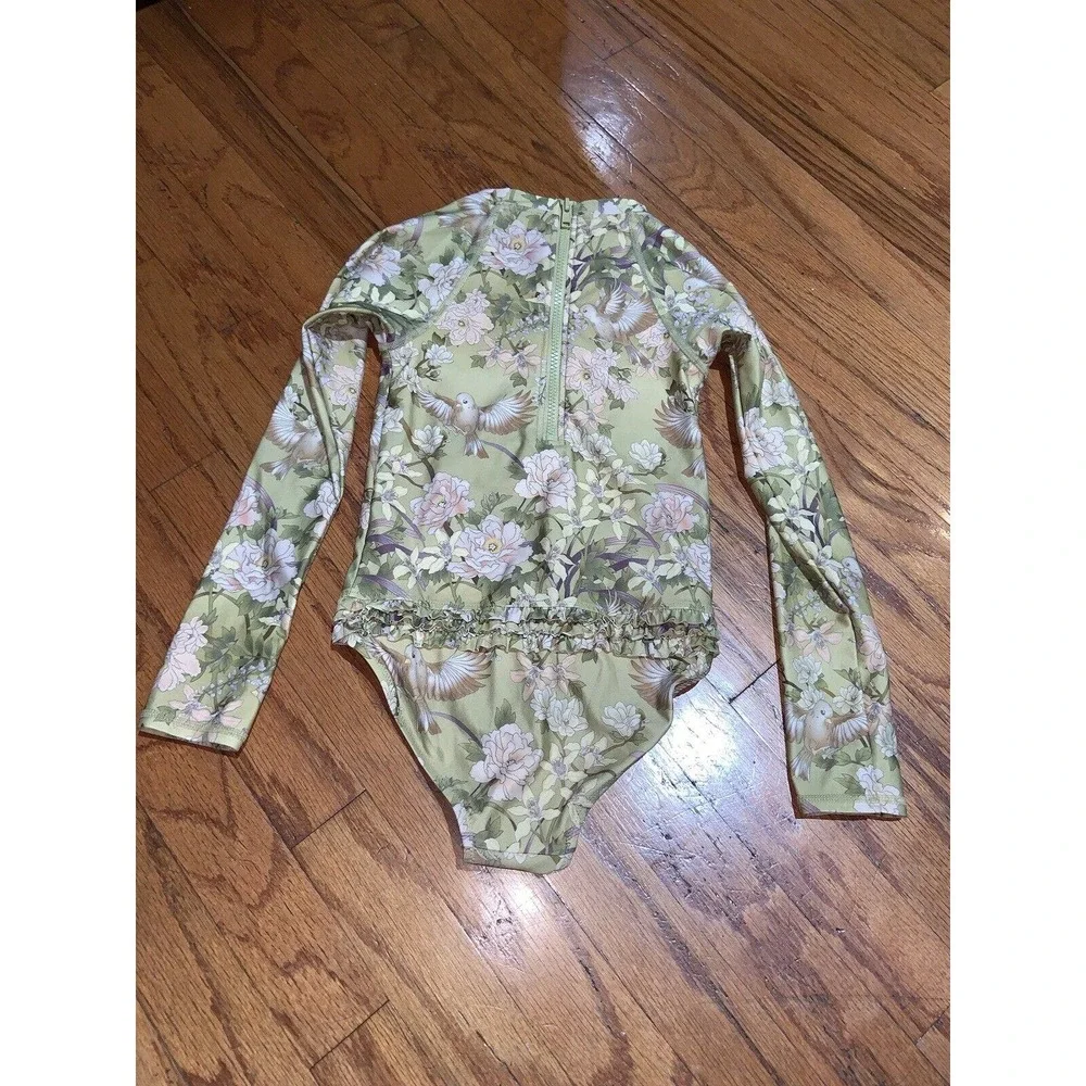 Spell Kids One-Piece Swim Suit in Green Floral